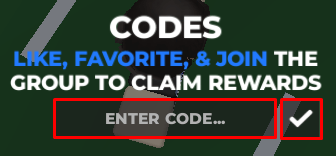 Flag Football enter codes box and tick button