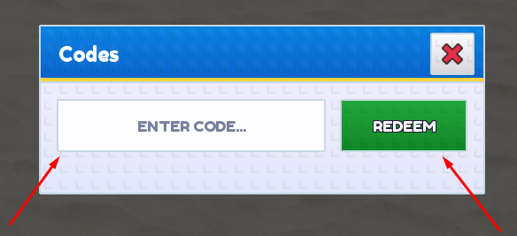 The ENTER CODE... box and REDEEM button in Drink the Lake!