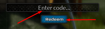 Enter code box and Redeem button to redeem codes in VV: ULTIMATUM