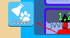 Codes button in Bubble Gum Simulator