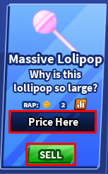 Blade Ball Massive Lollipop sell button
