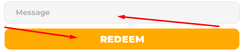 Message box and REDEEM button to redeem codes in PLS DONATE X