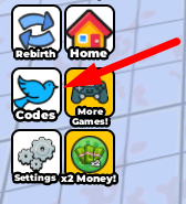 The Codes button in Sandiwch Restaurant Tycoon