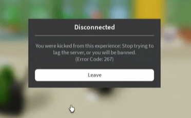 An example of a player getting Error 267 in Blox Fruits