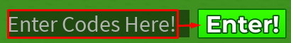 The "Enter Codes Here" box and Enter button in Garden Survival: Ant Game