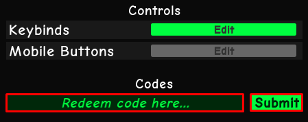 Zombie Horde Survivors enter codes box and submit button