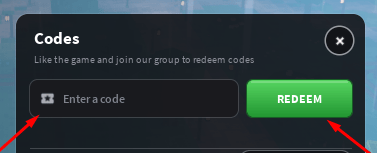 The Enter a code box and REDEEM button in Prehistoric Farm