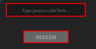 Mini Empires enter codes box and redeem button