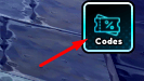 Codes icon that reveals the code redemption interface