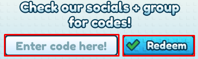 Make a Boat enter codes box and redeem button