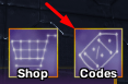 The "Codes" button in Reminiscence Zombies