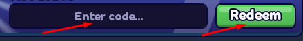 Enter code box and Redeem button to use codes in Depth Incremental