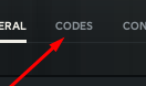The CODES button in Street Soccer Pro