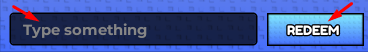 The "Type something" box and REDEEM button in Spin for Brainrots