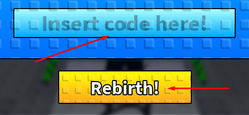 Insert code here! box and Rebirth! button to redeem codes in Build, Fight, Steal!