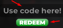 The "Use code here" box and REDEEM button in SCP & Siren Head Roleplay