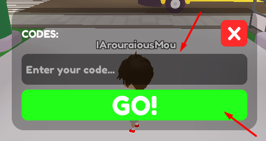 The Enter your code... box and GO! button in GACHAWOOD ⭐ RP