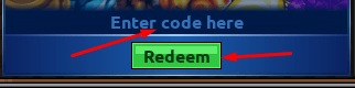 Enter code here box and Redeem button to redeem codes in Legend Piece