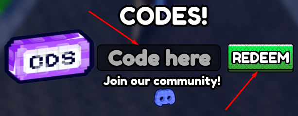 Code here box and REDEEM button to use codes in Grow a Plant