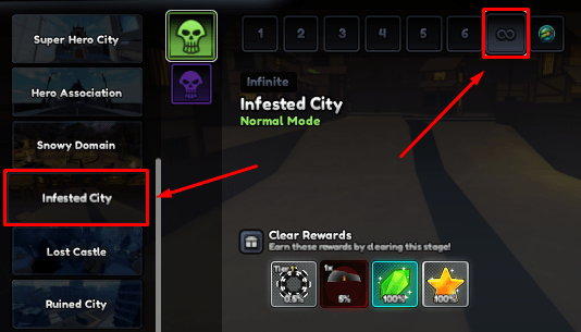 Anime Last Stand Infested City Infinite mode selection