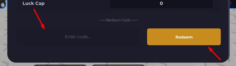The Enter code... box and Redeem button in CardFantasy RNG