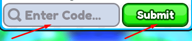 Enter Code box and Submit button to redeem codes in Tap infinity