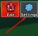 The icon to open the settings in Itadori Jumping Simulator
