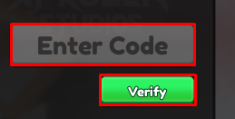 Dalgona Tycoon enter codes box and verify button