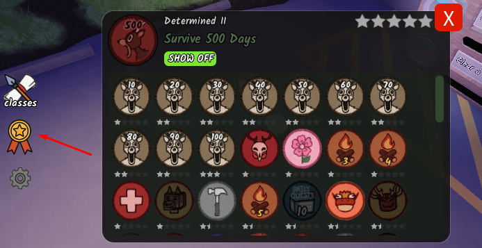 The medal icon in 99 Nights in the Forest