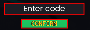 Prison Pump enter codes box and confirm button