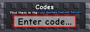 Foot Battles enter codes box