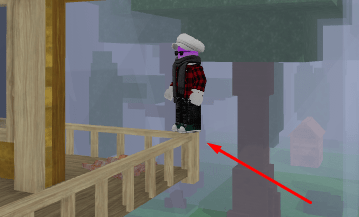 An example of the watchtower railing "safe spot" in 99 Nights in the Forest