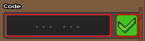 Slasher Blade Loot enter codes box and green tick icon