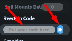 The code redeeming interface in MOUNT RNG