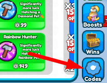 The Codes button in Strongest Slap Simulator