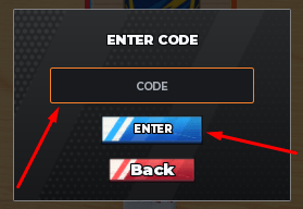 The CODE box and ENTER button in Build A Volleyball Squad!