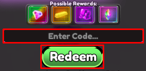 Anime Infinity enter codes box and redeem button