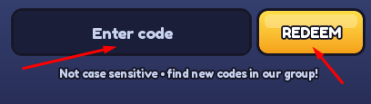 Enter code box and REDEEM button to use codes in Spin To Upgrade!