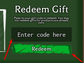 The Enter code here box and Redeem button in Kiseki: Rival Academies