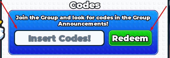 The Insert Codes! box and Redeem button in +1 Claw to Escape!