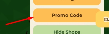 The Promo Code button in Bloxodachi Life