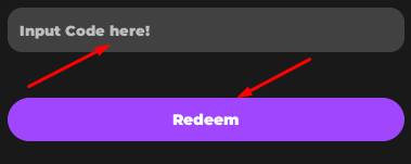 Input Code here! box and Redeem button to redeem codes in AFK For UGC!