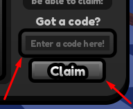 The Enter a code here! box and Claim button in Somni's Engine