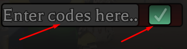 Enter codes here box and Check button to redeem codes in Crimson Chronicles