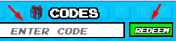 The "ENTER CODE" box and REDEEM button in Banned Letters