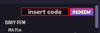 Dungeon Gunfight enter codes box and redeem button