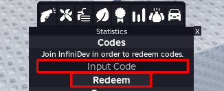 Ultimate Town Multiplayer input code box and redeem button