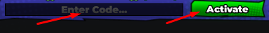 Enter Code box and Activate button to redeem special codes in Noob Incremental