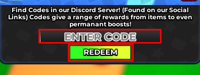 Energy Incremental enter codes box and redeem button