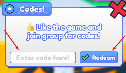 The Enter code here! box and Redeem button in Clone Sprunky